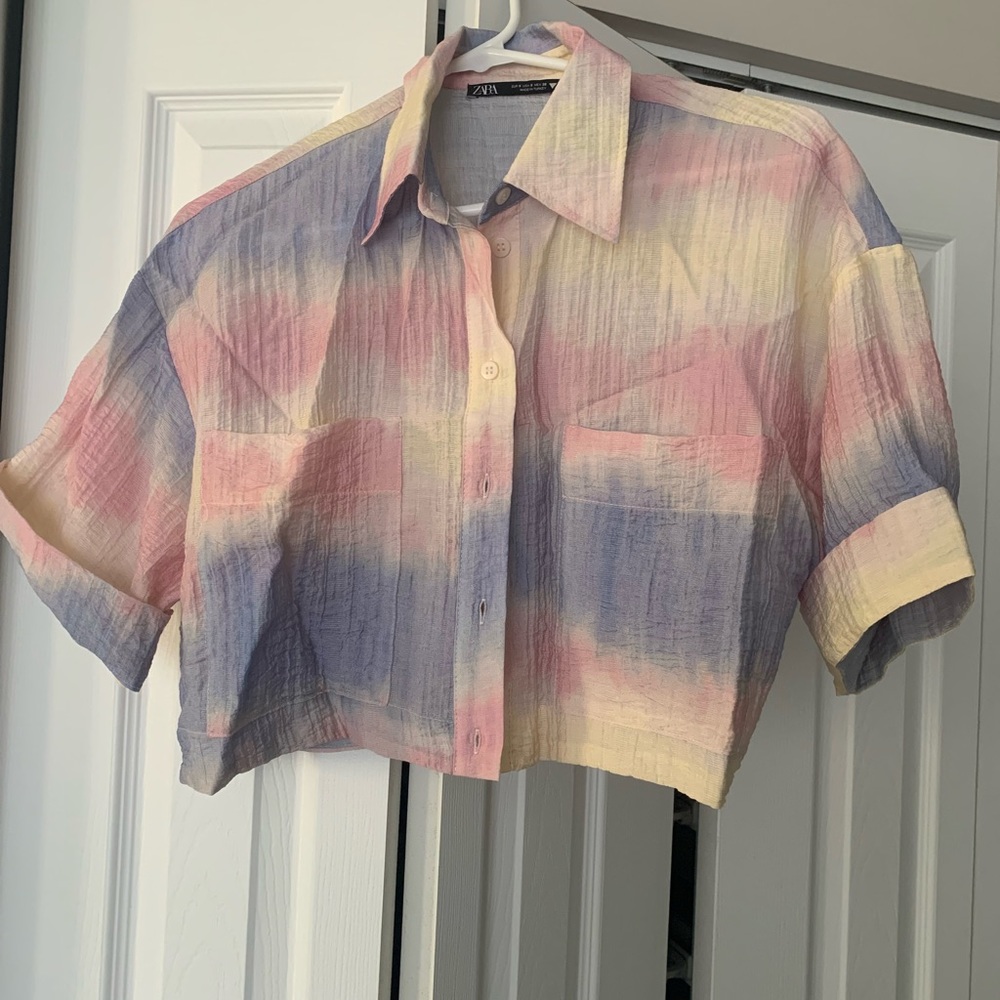 Zara cropped collared button up NWOT